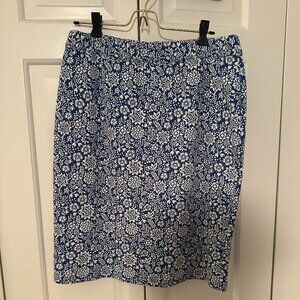 Blue Floral Pencil Skirt